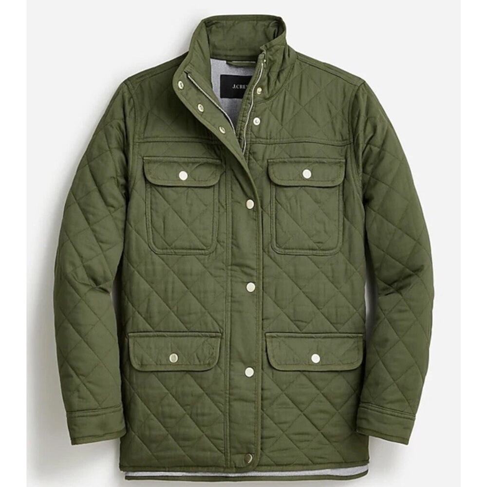 J Crew Quilted Downtown Utility Chore Barn Field Jacket Heritage Prep XS Green